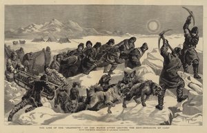 The Loss of the Jeannette, on the March after leaving the Ship, breaking up Camp by Percy Macquoid
